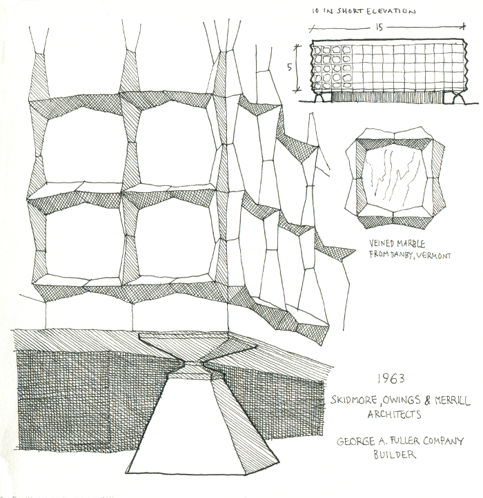 Sketch by Thomas Corrie of the Beinecke Library at Yale.